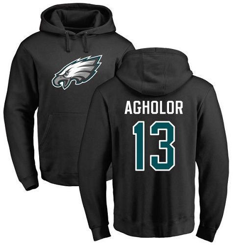 Men Philadelphia Eagles #13 Nelson Agholor Black Name and Number Logo NFL Pullover Hoodie Sweatshirts->philadelphia eagles->NFL Jersey